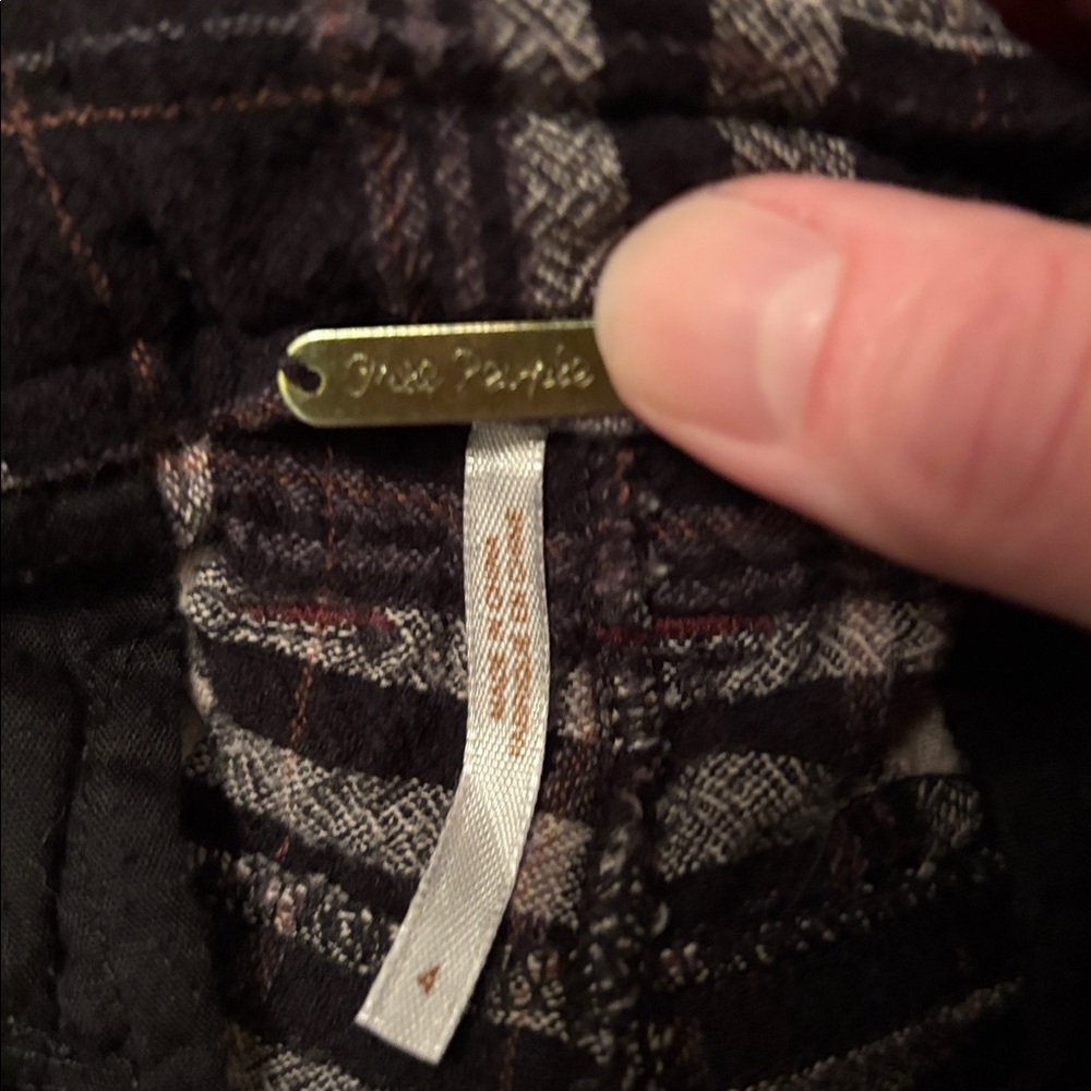 Free People Black and White Plaid Pants with Subtle Brown Accents - Picture 2 of 3